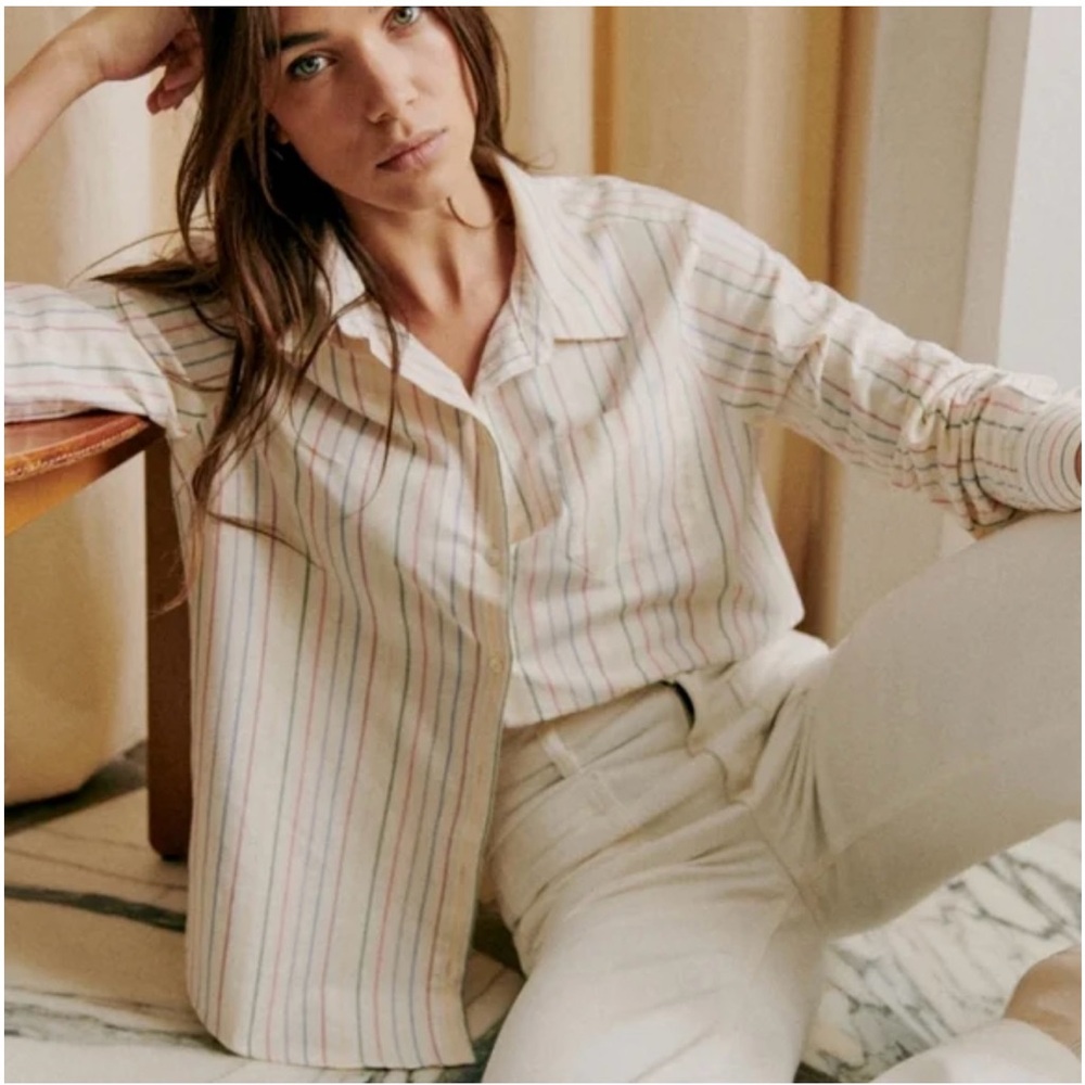 Sezane Tomboy - Multicolor Striped Button Down Shirt